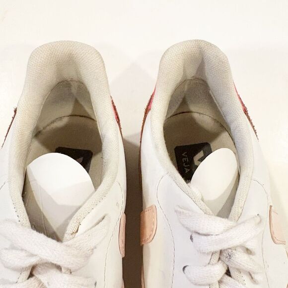 VEJA V-10 Leather Sneakers White Petale Rose Size 8 - Picture 2 of 6